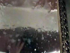 Horny amateur bbw squirting all over her mirror