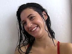 Two girls Betty K and her girlfriend got in the shower and getting wet chicks are fondling each others young pusses and gets down on licking and kissing each other!