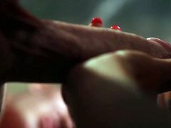 You will definitely like the peppering fragments of sizzling hot fuck between an alluring babe in red lingerie and a rapacious brutal. First she gives him a head before he pays her back by polishing her shaved pussy, which is later pounded with his aroused cock.