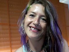 Check out this innocent tattoed punk! She loves to stick different toys in her pussy, but this time her girlfriend did that for her and she loved it!