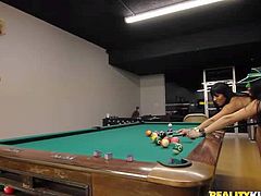 They play cards and pool naked for money. They do it in front of the camera with enthusiasm. Brunette demonstrates her big ass and meaty shaved pussy with no shame. Watch and enjoy!