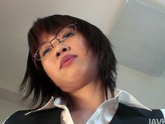 Effortlessly seductive four eyed teacher Rika Kitano is testing her own educational methodic with her student. She tempts him with her juicy boobs and then she kicks his ass.