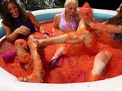 What else can your really ask in a hot clip, watch these horny ladies having a hot foot fetish scene while playing inside a pool filled with cool jello.