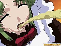 Hentai maid oralsex and ass injection with an enema