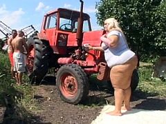 Hot BBW blonde babe with big natural tits looks so hot in this crazy threesome action, If you like the real big women then you will probably adore this exciting hardcore threesome sex in the farm by seducing fat babe.Enjoy!