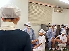 Lusty asian nurse working patient's hairy shaft