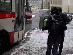 These slim brunettes in jeans and fur coats are already tipsy. They go to the shop, play snowballs and hope to win strong dicks for hot casual sex, cuz it's the only way to warm up on such a cold winter day.