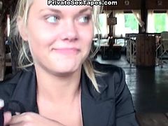 The best dessert for this slim booty blondie is tasty gooey cum. Kinky blowlerina in glasses stretches legs wide right in the cafe and gets absorbed with giving a solid blowjob to the lucky dude while waiting for a waiter.
