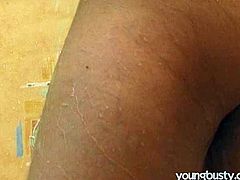 Amateur blond babe is having gorgeous body shape. She gets wet in a shower caressing her body. Josine soaps her big natural boobs and shaved pussy sharing her private time with you.