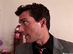 She is really horny for this sexy guy and gives him her pussy without questions. She jumps on him and starts riding him hard.