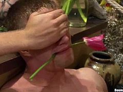 Blake Daniels, Ned Mayhem and other buggers are having fun in a flower store. Blake gets bound by his buddies and then enjoys being tormented and fucked hard.