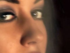 Deep sexy eyes of stunning Bollywood star in a hot teasing sex video