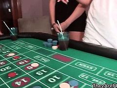 Three hot blonde roulette playing girls part1