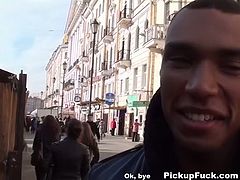 Professional mulatto pick upper meets to cuddly chics in the street. He lures one of them home where she gives his massive penis a blowjob before he pokes her in cowgirl style and later ejaculates on her small tits in steamy interracial sex video by WTF Pass.