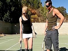 Avril's parents make her take tennis lessons, but she's more determined to take on her instructor and his large racket.
