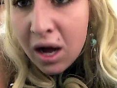 Young slutty blonde amateur Destiny Jaymes with natural boobies and round bouncing ass screams while her lover fucks her balls deep all over the bedroom in close up.