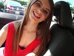 See the naughty and alluring brunette teen belle Alice March giving her man a hell of a blowjob before he pounds her shaved slit into heaven.