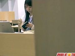 It looks like petite Japanese student chick doesn't want to have sex with her nasty classmate at all, but he doesn't give a single fuck about it. He forces that young bitch to open her legs so that he can finger her wet pussy and then he fucked her in doggy style.Enjoy!