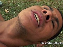 Brazilian hot gays love fucking in outdoor.Watch these two brazilian cock sucker having nice and hard anal sex in park.Big cock in tight ass.