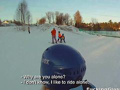 Watch a vicious and alluring blonde teen belle sucking her man's dong in the car before getting her hot pussy drilled into ecstasy in the snow.