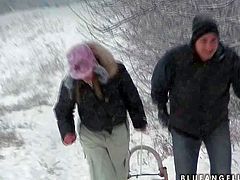 Cute and handsome babe Blue Angel just loves spending her day in the snow and recording all that she does outdoor with her friends and her nice figure as well