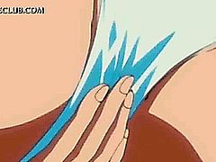 3d anime girl in huge boobs giving her best tit job in close-up