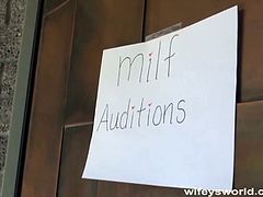 Watch this busty blonde milf shows up at a porn audition,Where she gets licked and fucked hard while her big tits bounce then the milks a load of cum into her mouth and swallows it down.Amazing scene!