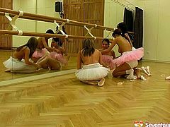 Dance practice of hot and pretty ballerinas turn into a hot lesbian sex right on the floor. Slender flexible brunettes and blondies get ready to relax by eating and rubbing each other's wet juicy pussies. Gosh, just don't hesitate and gain delight along with Seventeen Video sex clip.