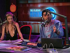 In this episode of the morning show on Playboy TV the DJs have a special guest. Jim O'Heir from Parks and Recreation talks sex with them. Two sexy blonde twins do a dance and show off their awesome bodies.