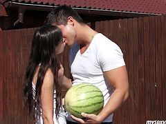 Watch this naughty free porn clip presented by My Sexy Kittens studio. Luscious teen gal chills on a loan in a public park with her horny boyfriend. He seduces her for passionate outdoor sex. So she gets her titties suckled actively.