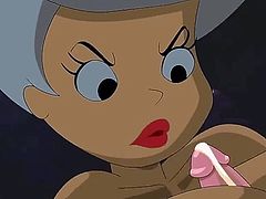 Judy is at a club partying when she meets a cute space guy. She invites him home and the two make out before he sticks his tiny cock in her huge round boobies. He thrusts his cock in and out of her cleavage.