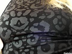 Barra Brass is gorgeous blond mommy with huge experience in porn action. She has got pantyhose fetish so she teases the guy posing in front of him wearing black nylon pantyhose. Then she gets her snatch pleased by thirsty dude.