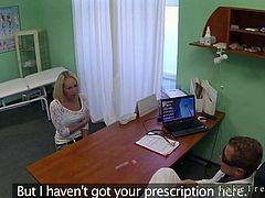 Hot blonde pussy fucked by a fake doc on examining table
