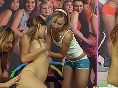 Three naive Russian teens are too young for this type of sex games, however they cannot resist a temptation to try threesome lesbian sex. They rub each other's fresh pussies with hands before one of them puts a strap on to fuck other sluts.