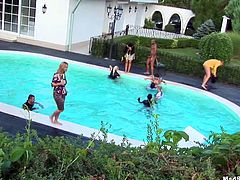 Dude, you've got a great chance to jerk off and jizz at once along with Tainster xxx clip. Zealous buxom hotties go nuts as soon as they get tipsy. So spoiled slim nymphos with natural tits demonstrate their dick sucking and riding skills at the orgy party by the pool.