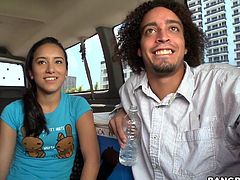 A cute brunette whore sucks on a hard dick and then gets fucking slammed in the back of this dude's car. Check it out right here.