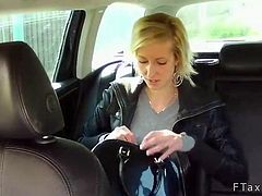 Blonde amateur pussy fucked in cab in the middle of the day