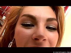 Slutty bitch Serenity has got seductive appeal. She is standing on her all four with her legs wide apart. Perverted guy rubs her cunt with lubricant slipping his fist inside her vaginal opening.