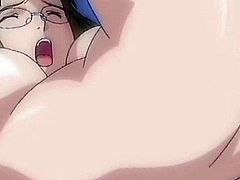 Shy hentai babe in glasses gets a messy facial and pussy drilled hardcore