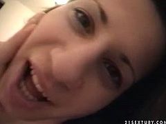 Amateur brunette skank is stroking cock intensively while sucking deepthroat. You are gonna watch the action from POV so you can imagine she is working on your cock.