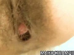 Hairy pussy Aya Ishiguro drilled deliriously before the camera by this mature cock. She will let us in this sleazy oriental style encounter that we will enjoy.