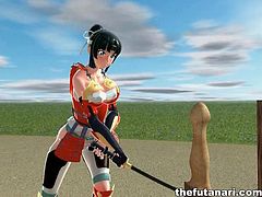 3d hentai girl fucks her samurai sword