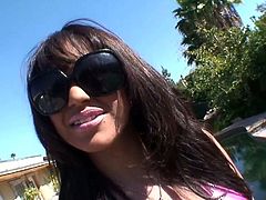 Horny and ardent brunette gonna go solo right outdoors. She takes of her pink bikini, plays with tits passionately and then rubs her wet pussy with delight. You've got a chance to enjoy this hot nympho in Pornstar sex clip to jerk off for satisfaction.
