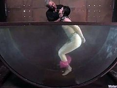 The water bondage was something way more pleasant that the hook in her pussy and some twitches. BDSM is for crazy people for sure!
