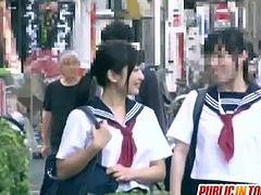 This young schoolgirl takes the bus home. She meets a guy who takes her somewhere quiet and fucks her from behind.