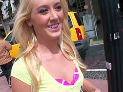 Cutie Roxxie was walking on the street, not knowing that I've set eyes on her. I approached this hottie and we started to talk. Seeing that she's a naughty chick eager to fuck I sweet talked her and soon the bitch was on top of me sucking my dick. Yeah, she gave me a hot head and naw she's taking off those jeans