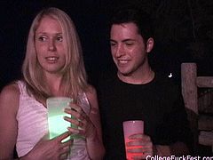 This crazy college party with a whole group of chicks getting drunk goes nasty as soon as one of the girls starts licking tits.