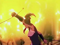 Korra gets a giant cock shoved down her throat by an evil villain. He is wearing a mask so she doesn't know his identity. He pulls his big cock out and sticks it in her pretty mouth. She is choking on his cum and her spit.