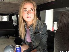 A gorgeous blonde slut sucks on a hard dick and then gets it shoved balls deep into her motherfucking gash, check it out right here!