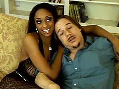 Aroused white daddy is a fan of well stacked black hotties. He calls up two wanton bootyful black whores in raunchy outfits and fishnet stockings that gladden his eyes with professional striptease in FFM sex video by Pornstar.